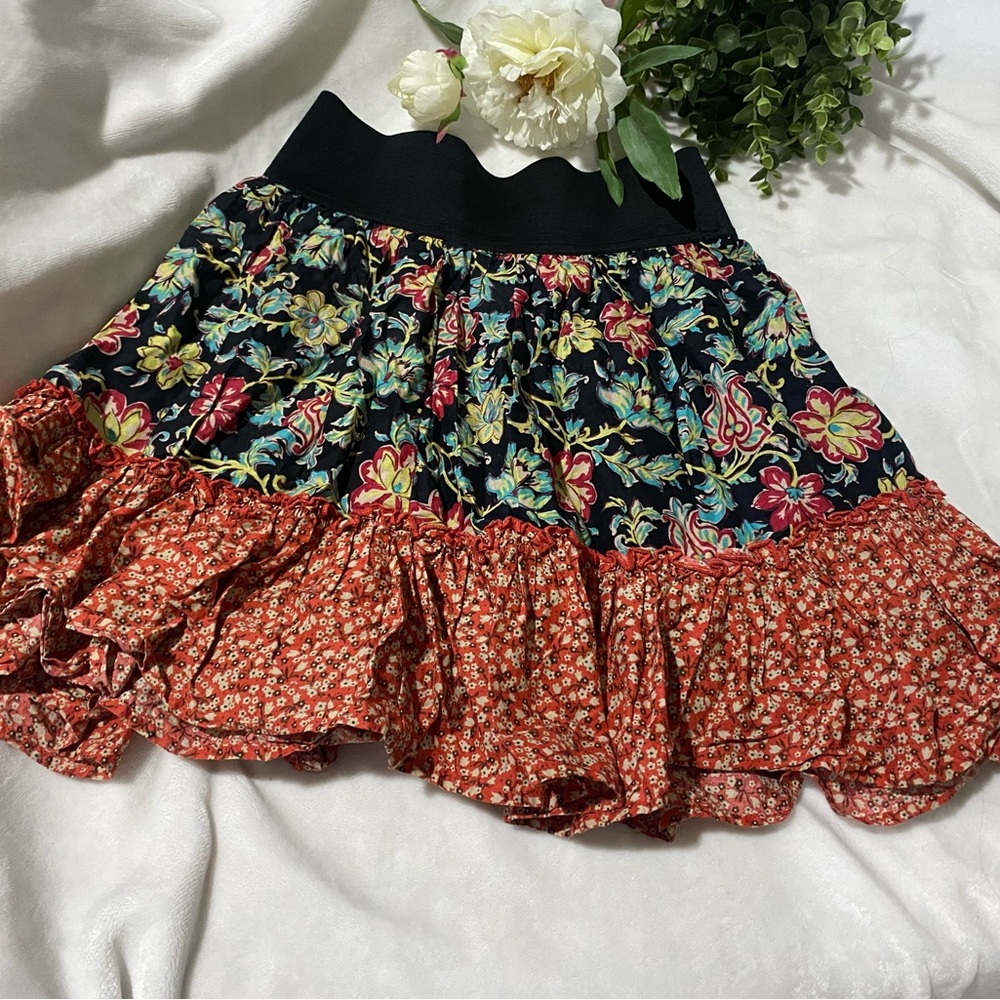 Floral Ruffle Skirt - Multicolor